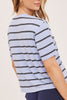 boxy tee in sky blue with black and white stripes 