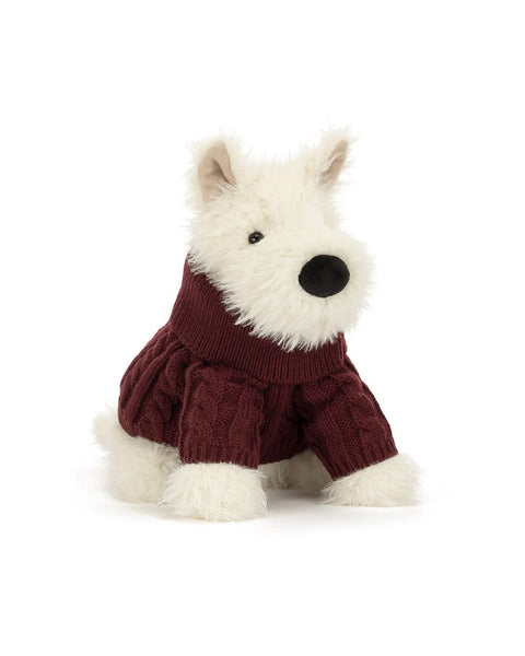 Munro Scottie Dog Winter Jumper Outfit plush toy from jellycat