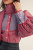 button down top in red and blue plaid with a removable statement collar