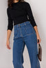 slim-fitting knit top in black with special pointelle detailing throughout