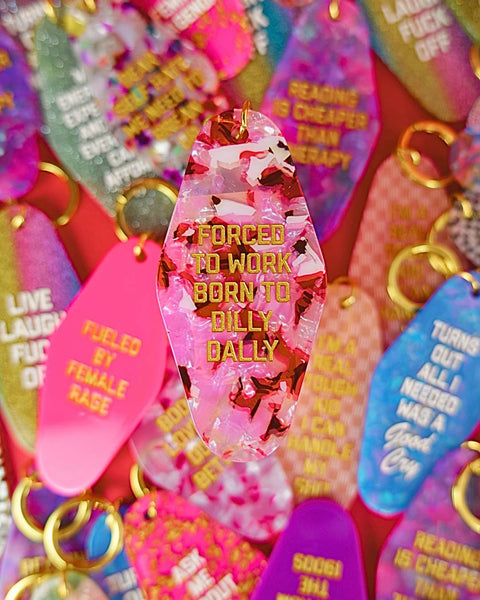 assortment of acrylic vintage-inspired keychains