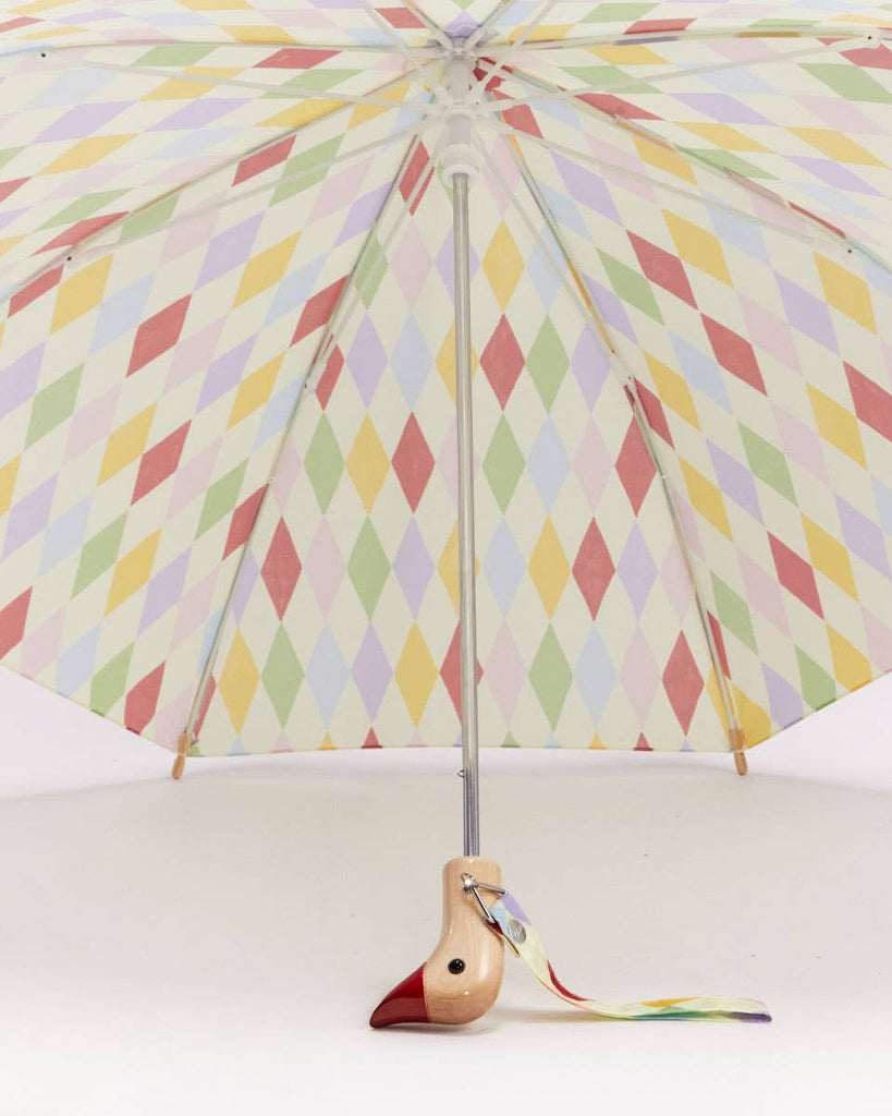 kids duckling umbrella from duckhead in a harlequin diamond pattern