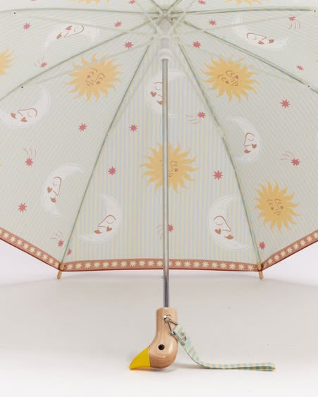 kids duckling umbrella from duckhead in a moon and sun design 