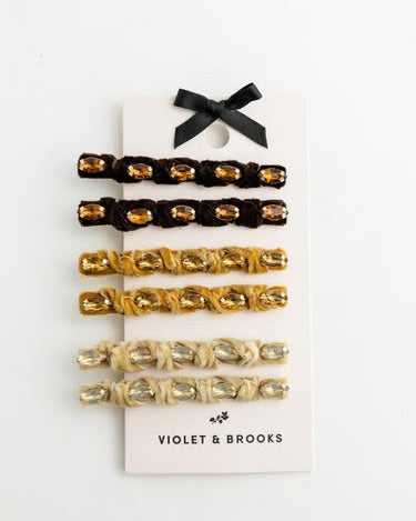 knotted velvet clips in neutral 
