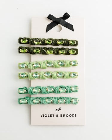 knotted velvet clips in olive