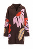 elevated sweater dress in heathered chocolate brown with an oversized floral graphic