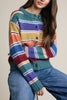soft and comfortable knit cardigan in colorful rainbow stripes