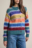 soft and comfortable knit cardigan in colorful rainbow stripes