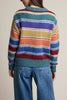 soft and comfortable knit cardigan in colorful rainbow stripes