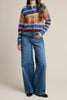 soft and comfortable knit cardigan in colorful rainbow stripes