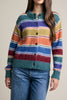 soft and comfortable knit cardigan in colorful rainbow stripes