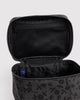 large cosmetic case in a charcoal grey ditsy floral pattern 