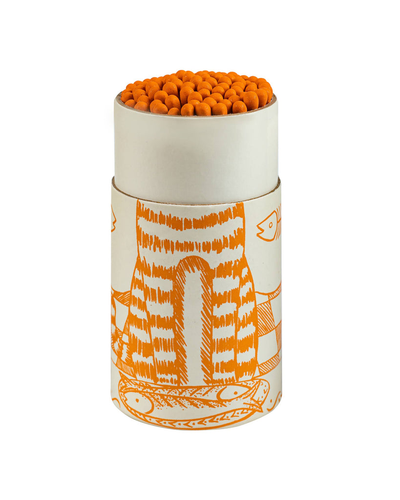 large cylinder of safety matches, cat & mackerel
