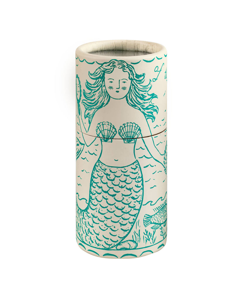 large cylinder of safety matches, mermaid