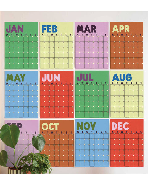undated wall calendar, butter & bold