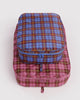 large nylon packing cube set in colorful plaid prints