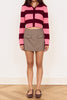 knit cardigan in hot pink and burgundy stripes with a shrunken fit