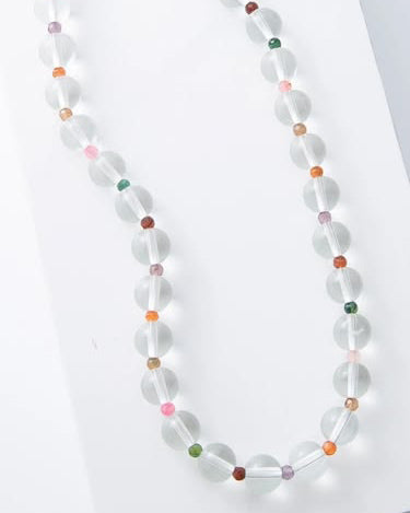 lucid glass bead necklace in clear