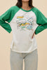 daydreamer vintage-inspired raglan tee in washed kelly green and white