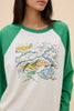 daydreamer vintage-inspired raglan tee in washed kelly green and white
