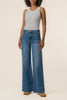 wide leg jeans with unique scoop pocket detailing