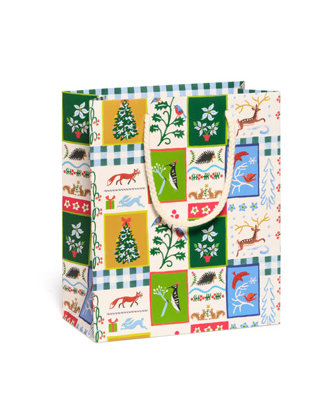 holiday gift bag christmas patchwork
