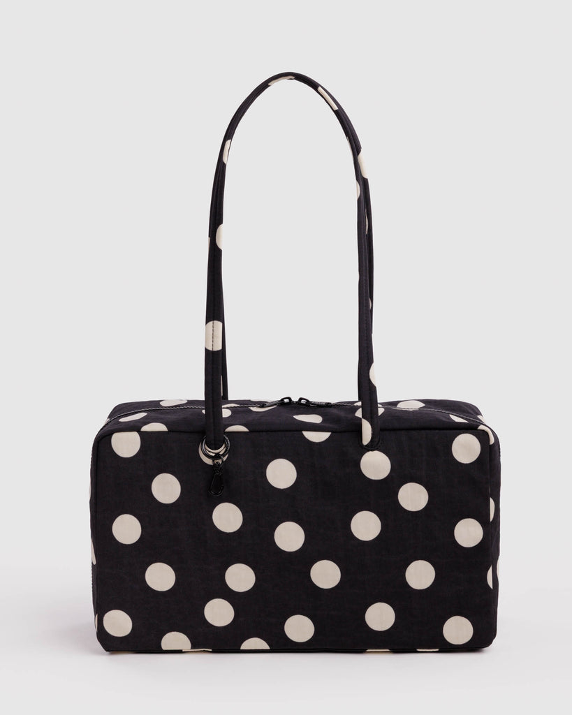 Black & Cream Polka Dot Medium Nylon Bowler Bag