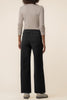 washed black wide leg jeans with unique inset pockets.