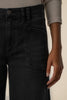washed black wide leg jeans with unique inset pockets.