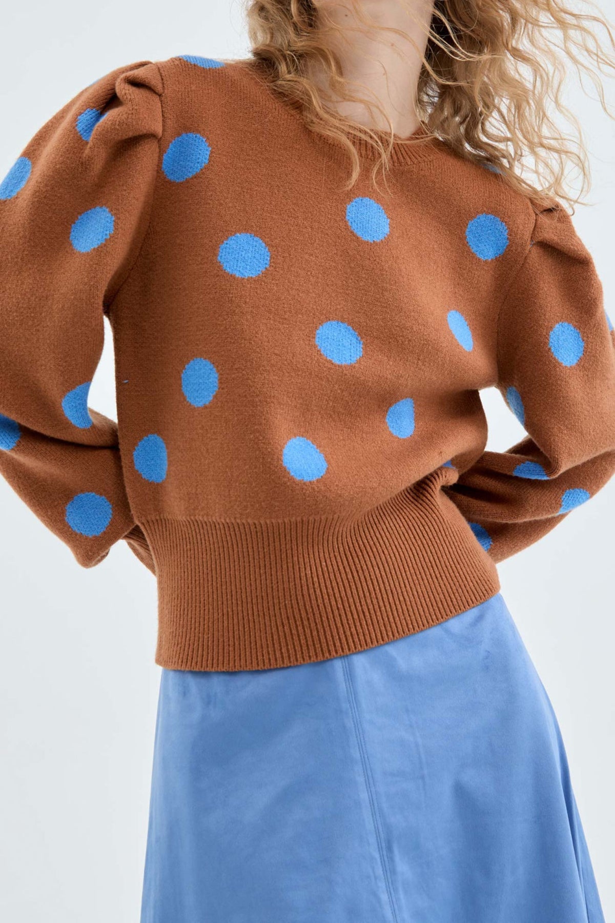 Blue polka dot outlet sweater