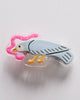 mini french barrette featuring an early bird catching a worm