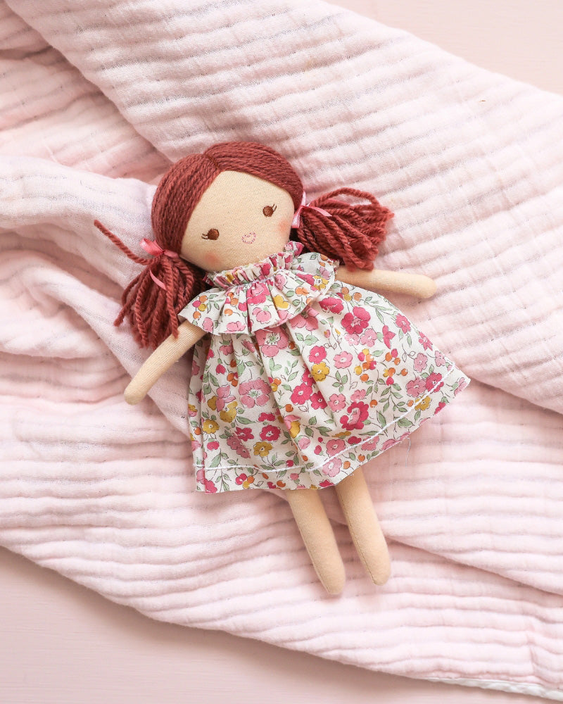 mini matilda doll in a rose garden floral pattern