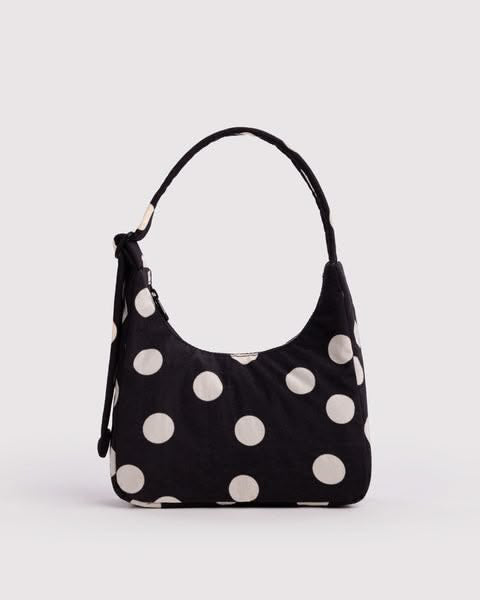 Black & Cream Polka Dot Mini Nylon Shoulder Bag from baggu