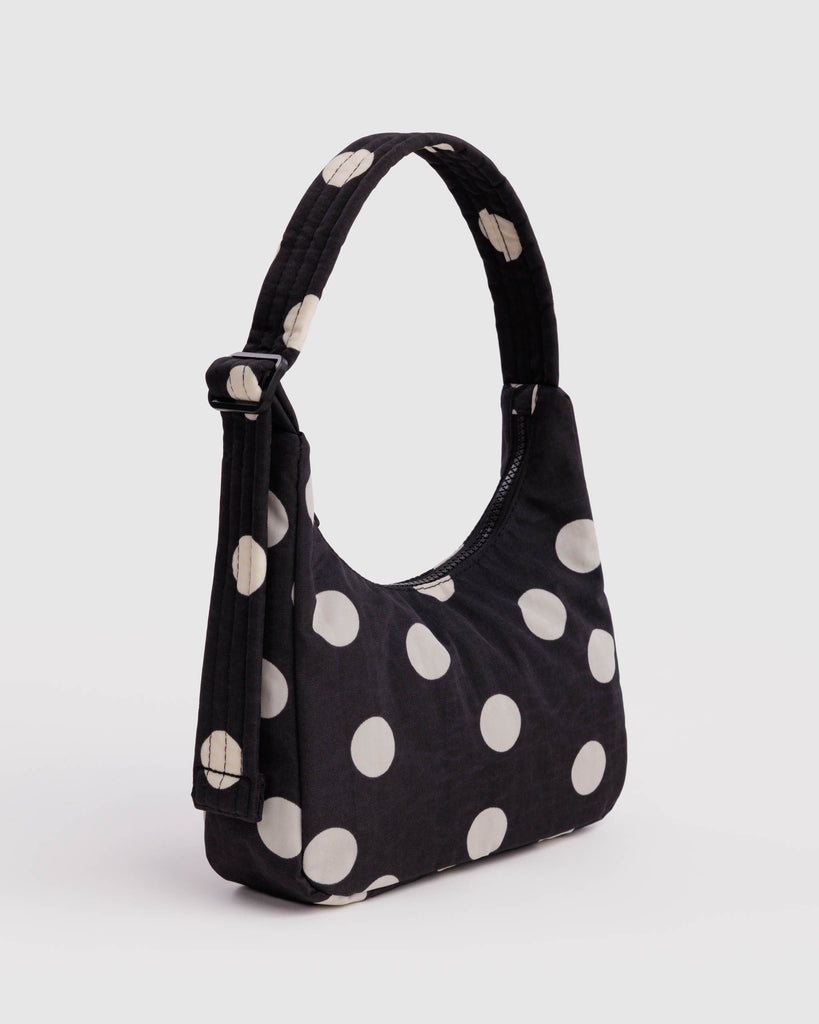 Black & Cream Polka Dot Mini Nylon Shoulder Bag from baggu