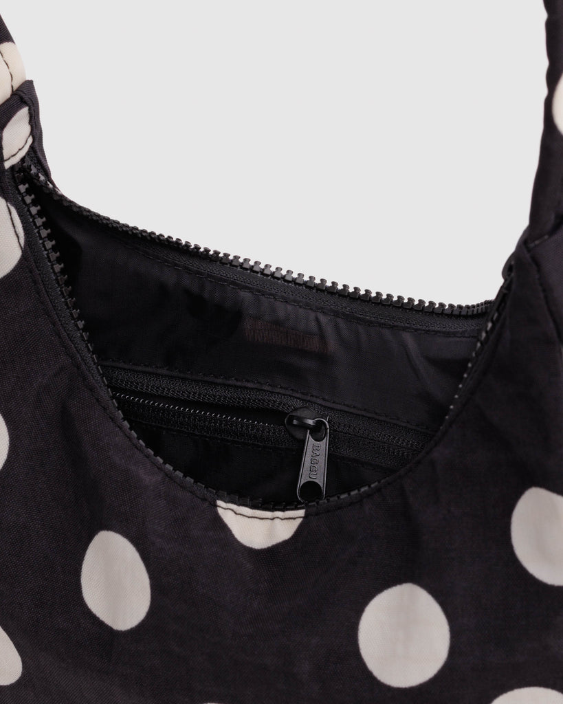 Black & Cream Polka Dot Mini Nylon Shoulder Bag from baggu