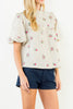 button down top in a grid plaid pattern with lovely embroidered floral details throughout