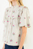 button down top in a grid plaid pattern with lovely embroidered floral details throughout