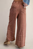 wide leg sweatpants in washed mocha brown with unique pocket detailing