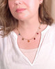 fringe necklace with multicolored tear drops in warm tones