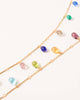 fringe necklace with multicolored tear drops in warm tones