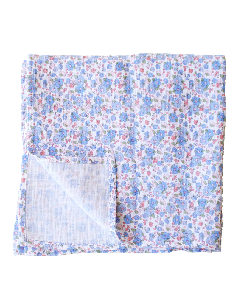 muslin swaddle blanket in  lily blue
