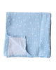 muslin swaddle blanket in starry night baby blue