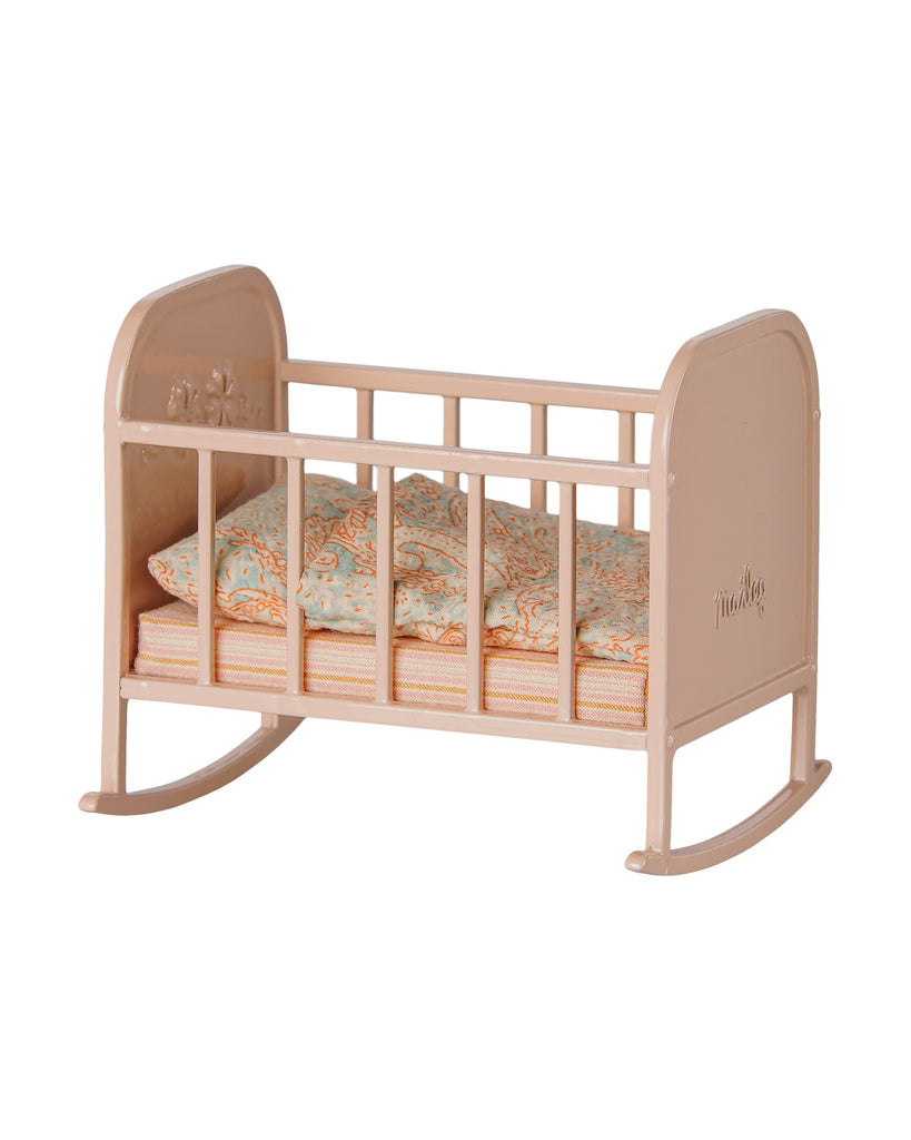 rocking metal cradle in light rose pink for maileg toys