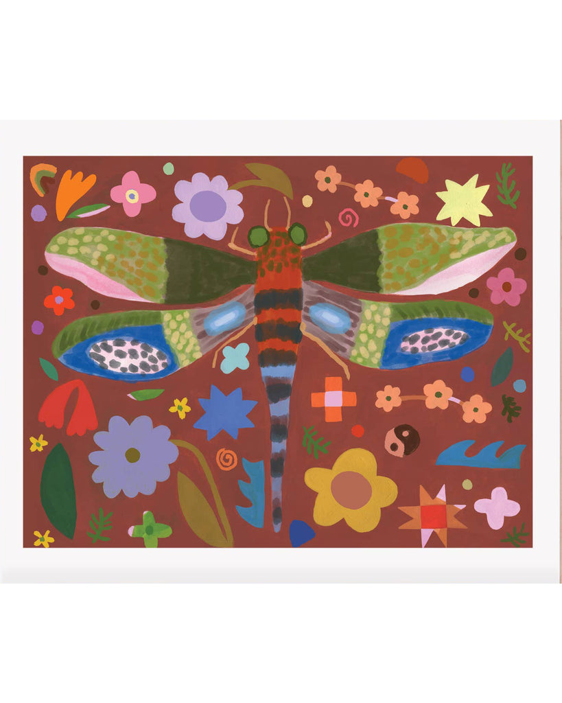 Whimsical Nature Inspired Art Print, whimsical dragonfly