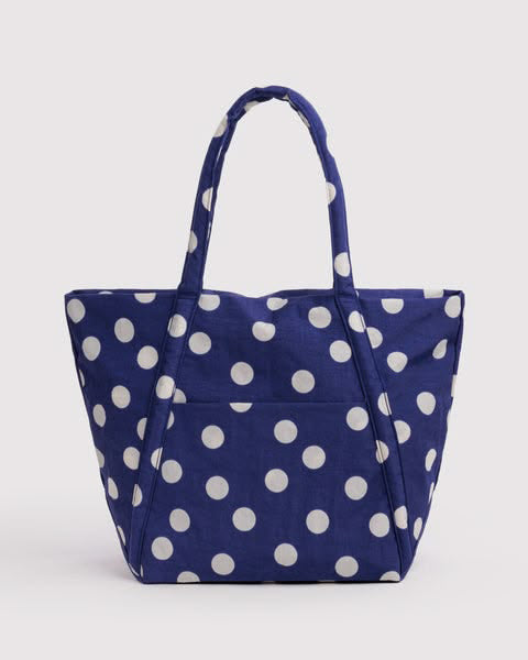 navy blue and cream polka dot cloud bag from baggu