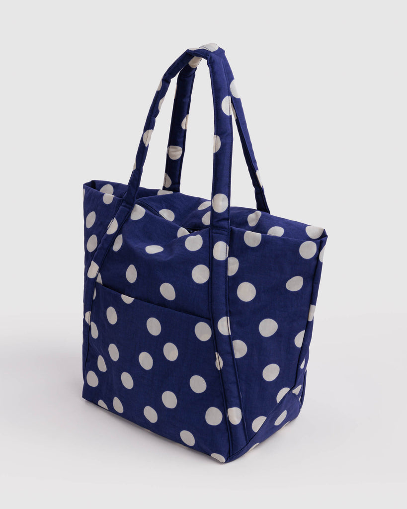 navy blue and cream polka dot cloud bag from baggu