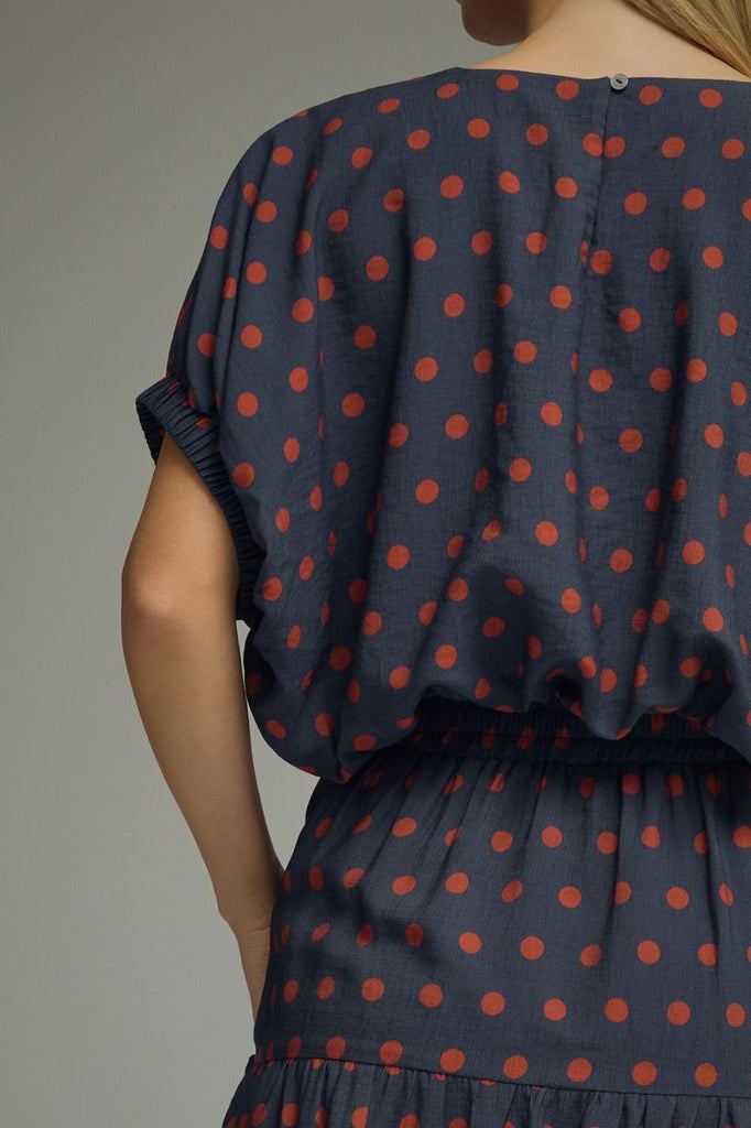 Navy Rust Minute Polka Dot Top