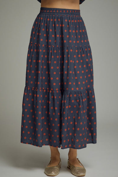 Navy Rust Minute Polka Dot Skirt