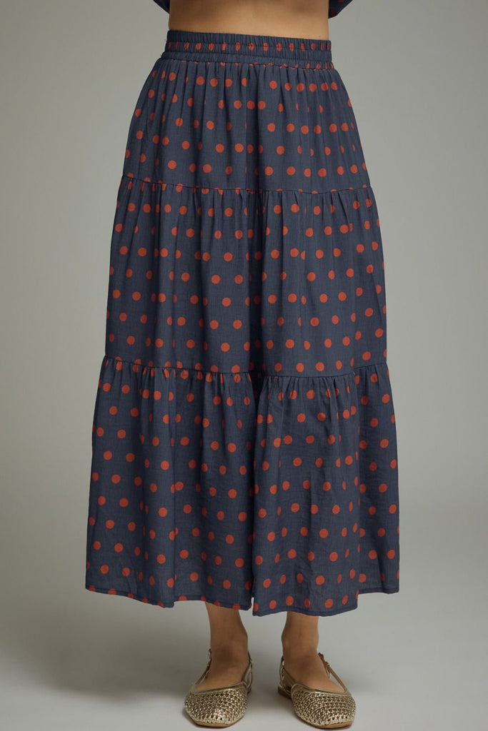 Navy Rust Minute Polka Dot Skirt