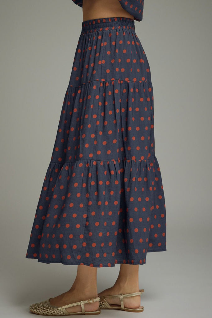 Navy Rust Minute Polka Dot Skirt